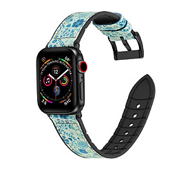 Wewoo Bracelet à Motif fleurs TPU + acier inoxydable pour Apple Watch séries 5 et 4 40 mm / 3 et 2 et 1 38 mm vert