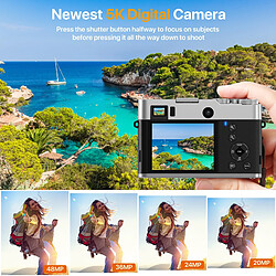 INF Appareil photo numérique 5K avec deux objectifs, viseur, autofocus et anti-shake Brown pas cher