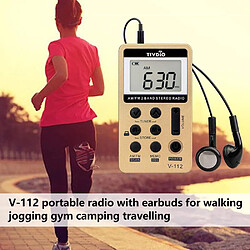 Avis Universal Mini portable radio portable FM AM 2 bandes numérique poche radio récepteur casque haut-parleur pour walkman aller randonnée | portable FM | radio portable radio portable AM FM(Jaune)