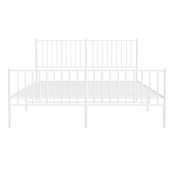 Maison Chic Lit adulte - Lit simple Cadre de lit métal avec tête de lit/pied de lit,Structure du lit Contemporain pour chambre blanc 160x200cm -MN28204 pas cher