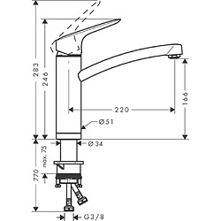 Mitigeur de cuisine HANSGROHE Logis M31 , installation devant une fenêtre, 1 jet chromé - 71833000