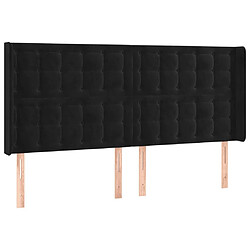 Avis Maison Chic Tête de lit scandinave à LED,meuble de chambre Noir 203x16x118/128 cm Velours -MN31872