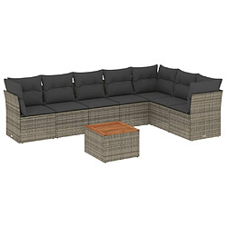 vidaXL Salon de jardin 8 pcs avec coussins gris résine tressée