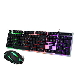 General Combo clavier et souris filaire, clavier anti-ghosting pleine taille avec touches multimédia + souris optique 7D 1600 DPI, éclairage RVB/ensemble de bureau pour PC portable Mac Xbox(noir)