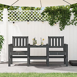 Maison Chic Banc de jardin 2 places | Banquette de jardin avec table | Chaise Relax gris bois massif de pin -MN40073