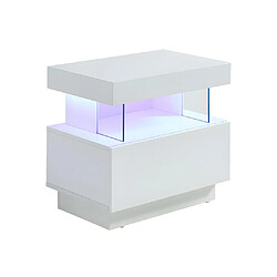 Acheter Vente-Unique Table de chevet 1 tiroir et 1 niche - Avec LEDs - MDF - Blanc laqué - FABIO II