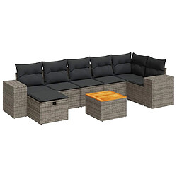 vidaXL Salon de jardin 8 pcs avec coussins gris résine tressée