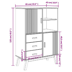 vidaXL Buffet haut OLDEN blanc marron 85x43x125 cm bois massif de pin pas cher