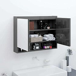 Maison Chic Armoire à miroir de salle de bain,Meuble de rangement,Meuble bas de bain 80x15x60 cm MDF Gris brillant -GKD398457