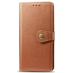 Wewoo Housse Coque Etui en cuir de couleur unie pour téléphone portable avec boucle de protection et cadre photo et fente carte ainsi que porte-monnaie et support Xiaomi 9T / 9T Pro / Redmi K20 / Redmi K20 Marron