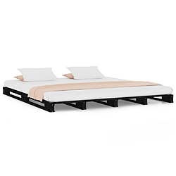 vidaXL Lit de palette sans matelas noir bois massif