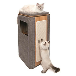 VESPER Arbre a chat en MDF - 42,5 x 87 x 42,5 cm - Gris pierre