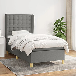 Maison Chic Lit Adulte - Lit simple Lit à sommier tapissier avec matelas moelleux - Meuble de Chambre - Gris foncé 100x200cm Tissu -MN25822