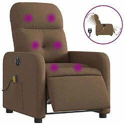 Maison Chic Fauteuil Relax pour salon, Fauteuil inclinable de massage électrique marron tissu -GKD74755