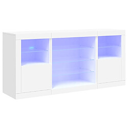 Maison Chic Commode Buffet - Meuble de rangement avec lumières LED blanc 142,5x37x67 cm -GKD99763