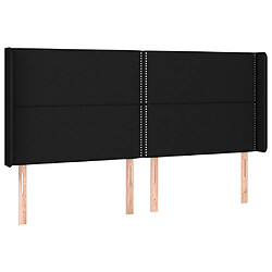 vidaXL Tête de lit avec oreilles Noir 183x16x118/128 cm Tissu