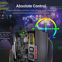 Avis Universal Souris gaming sans fil à deux modes LED RGB rétroéclairée MMO 9 Souris à bouton programmable pour les joueurs de jeux informatiques(Le noir)