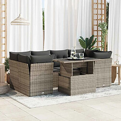 vidaXL Salon de jardin avec coussins 7 pcs gris résine tressée