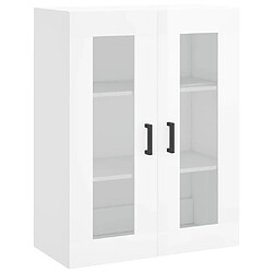 Maison Chic Lot de 2 Armoires murales,Meuble de Rangement,Armoire Suspendue blanc brillant bois d'ingénierie -MN20106 pas cher