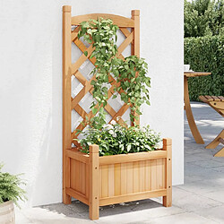 Maison Chic Jardinière,Bac à fleurs avec treillis - pot de fleur marron bois massif de sapin -GKD23859