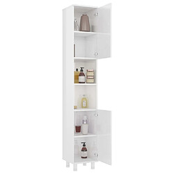 Avis Maison Chic Armoire de salle de bain,Meuble de rangement,Meuble haut Blanc brillant 30x30x179 cm Aggloméré -GKD777967