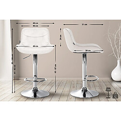 Non Lot de 2 tabourets de bar Vonore velours chrome