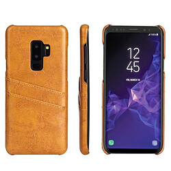 Wewoo Etui en cuir Fierre Shann Retro Oil en cire PU pour Galaxy S9, avec fentes pour cartes (Jaune)