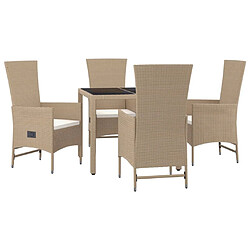 Avis Ensemble salle à manger de jardin 5 pcs,Table et chaise à dîner d'extérieur Beige poly rotin -MN40416