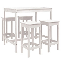 vidaXL Ensemble de bar de jardin 5 pcs blanc bois massif de pin