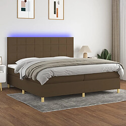 Maison Chic Lit adulte- Lit + matelas + LED,Sommier à lattes de lit matelas et LED Marron foncé 200x200 cm -GKD76999