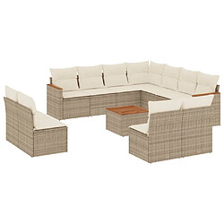 Maison Chic Salon de jardin avec coussins 12 pcs, Ensemble Tables et chaises de jardin, beige résine tressée -GKD138710