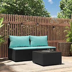 Maison Chic Salon de jardin 3 pcs + coussins - Mobilier/Meubles de jardin - Table et chaises d'extérieur Noir Résine tressée -MN72454