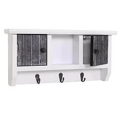 Decoshop26 Porte-clés mural bois massif gris-blanc