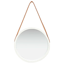 vidaXL Miroir mural avec sangle 40 cm Blanc