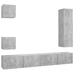 vidaXL Ensemble de meuble TV 5 pcs Gris béton Bois d'ingénierie