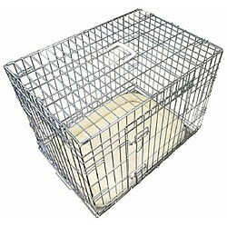 Ellie-Bo Cage pliante de luxe à 2 portes pour chien avec coussin imitation peau de mouton Argent Taille M 76,2 cm pas cher