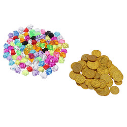 Avis Pierres précieuses de pirate avec pièces d'or en plastique Pirates Party Game Play Set Toys C