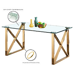 Vivenla Table de salle à manger design plateau en miroir avec piètement en acier inoxydable poli collection COSTA L. 160 x P. 90 x H. 75 cm pas cher