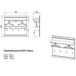 Germania Panneau de porte-manteau GW-Adana Hêtre noble pas cher