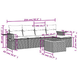 Avis Maison Chic Ensemble Tables et chaises d'extérieur 6pcs avec coussins,Salon de jardin gris résine tressée -GKD478021