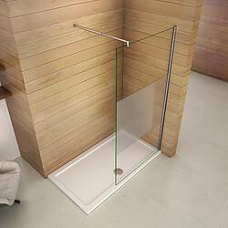 Paroi de douche 100x200cm en verre anticalcaire sablé en central