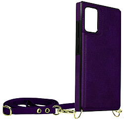 Avizar Coque Cordon Samsung S20 FE avec Porte-cartes Support Vidéo Lanière violet foncé