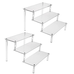 2x Risers D'affichage En Acrylique Transparent, Montages de Vitrine D'étagère de Montage de Bijoux -3 couches, Clair (11,81 X 5,51 X 3,93 ``)