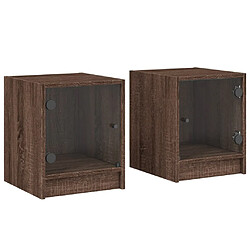 Maison Chic Lot de 2 Tables de chevet et portes vitrées - Tables de Nuit chêne marron 35x37x42cm