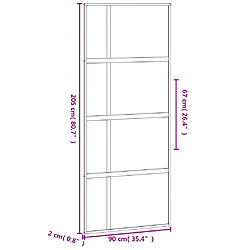 vidaXL Porte coulissante noir 90x205 cm verre trempé aluminium pas cher