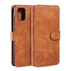 Dg.Ming Etui en PU style rétro avec support marron pour votre Samsung Galaxy A51