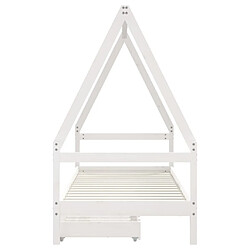 Maison Chic Lit d'Enfant Chambre - Cadre de lit pour enfant tiroirs blanc 90x200 cm bois de pin massif -MN52439 pas cher