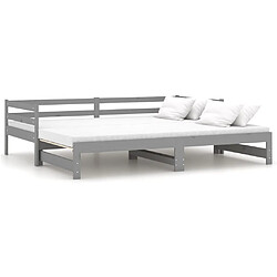 vidaXL Lit coulissant sans matelas gris 2x(90x200) cm