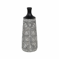 BigBuy Home Vase Blanc Noir Polyrésine 17,5 x 17,5 x 48 cm