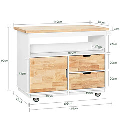 Acheter SoBuy FKW107-II-WN Desserte Roulante Chariot de Cuisine à roulettes Chariot de Service avec Etagère à Epices, 1 Porte et 2 tiroirs